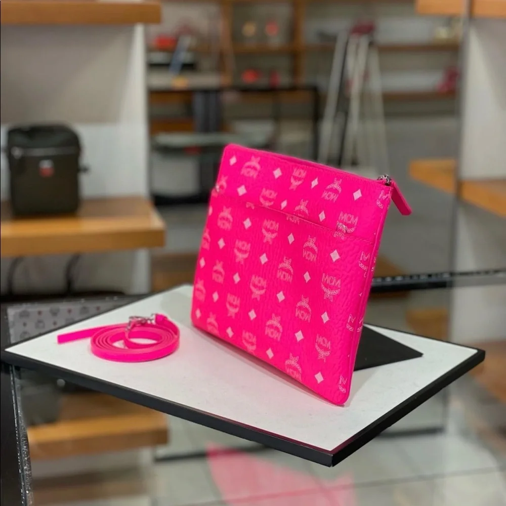 No offer accepted! MCM neon pink medium size crossbody bag $470+ tax